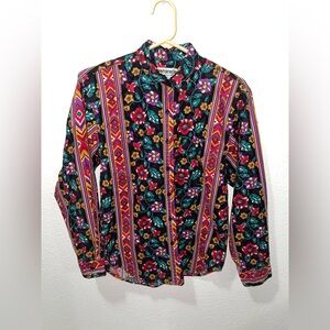 Wrangler Black and Pink Graphic Button Down Shirt